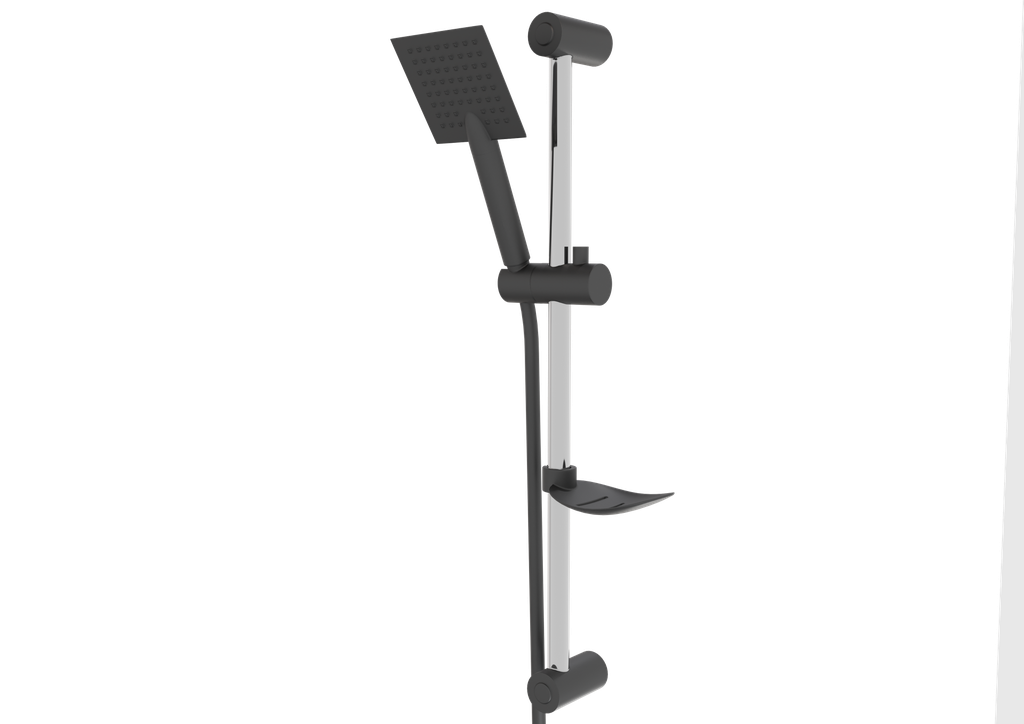 Cubic Sürgülü Duş Seti Krom Siyah 41160-Cs