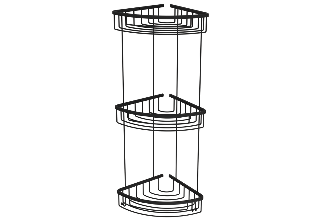 Pirinç Üçlü Oval Köşe Raf Siyah 55003-S