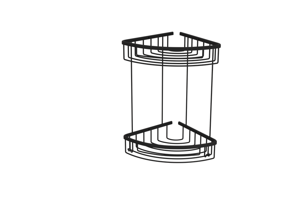 [10TSN.PRÇ.İKR.55002-S] Pirinç İkili Oval Köşe Raf Siyah 55002-S
