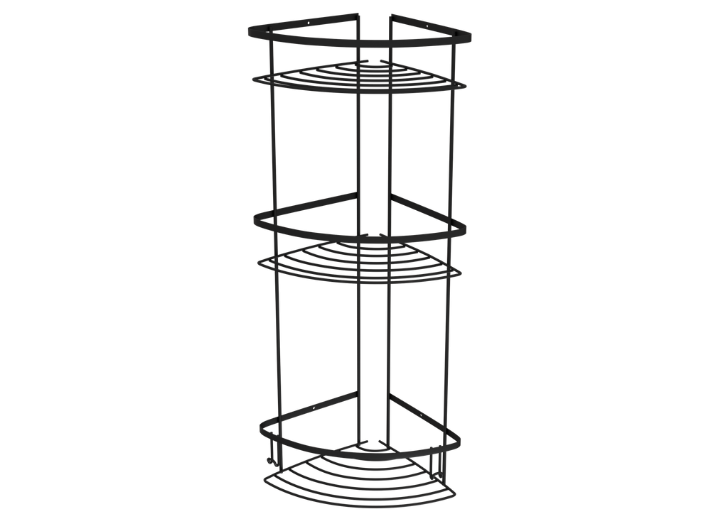 [10TSN.PAS.ÜKR.55103-S] Paslanmaz Üçlü Köşe Raf Siyah 55103-S